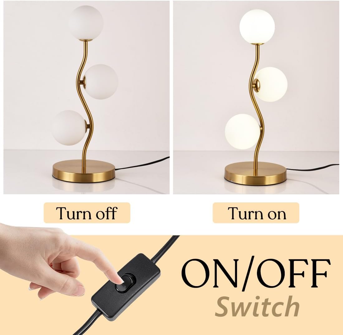 Mid Century Gold Globe Table Lamp | 3-Light G9 Lamp
