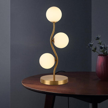 Mid Century Gold Globe Table Lamp | 3-Light G9 Lamp