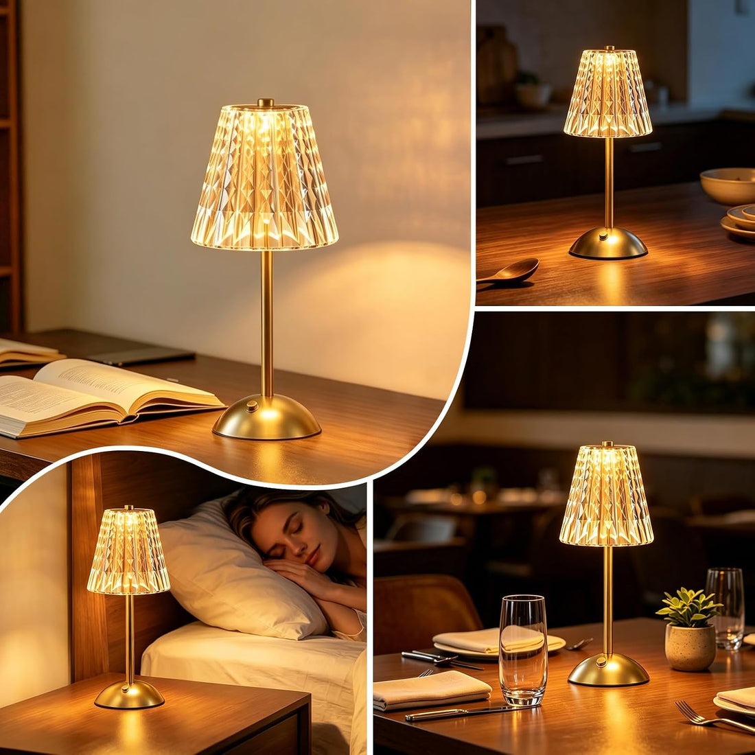rystal Table Lamp – Rechargeable LED Lamp with 3 Color Temperatures