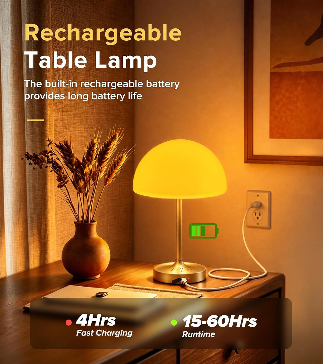 IP54 Waterproof Rechargeable Mushroom Lamp